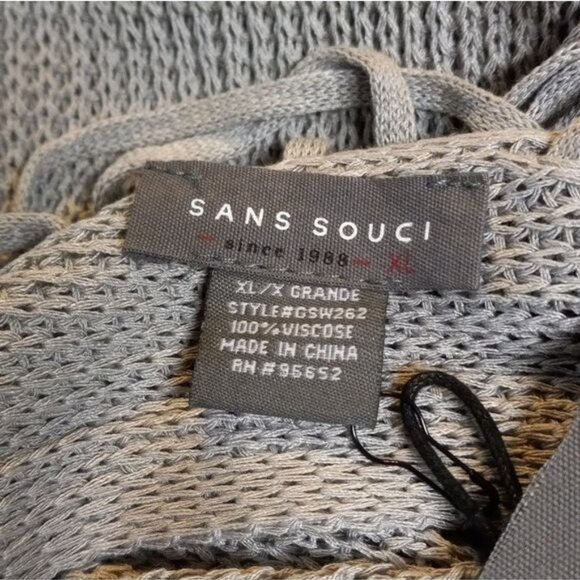 Sans Souci XL Sweater V-Neck Sleeveless Knit Top Lace-Up Back Gray Lightweight - Picture 10 of 12
